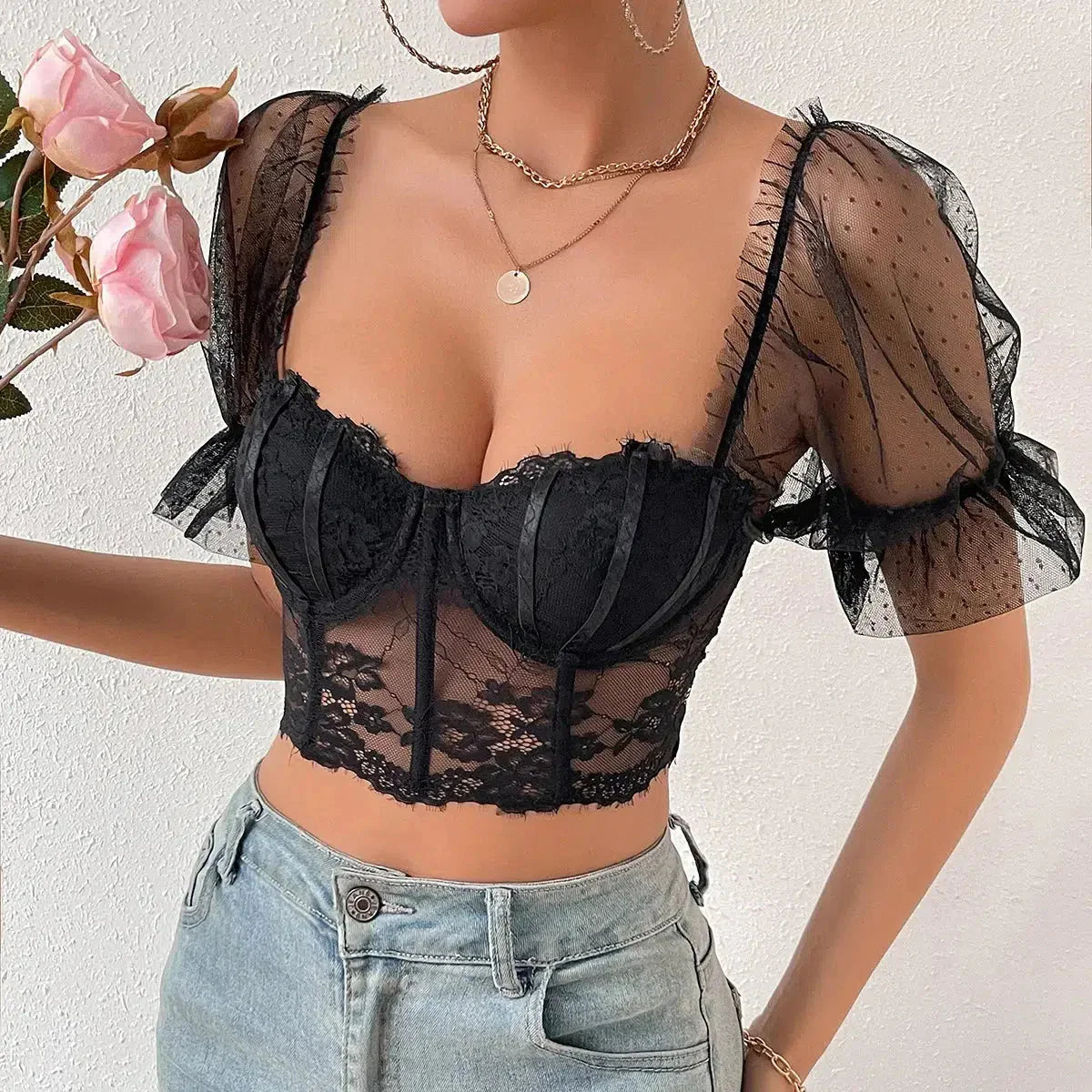 Baddie Lace Bustier Crop Top