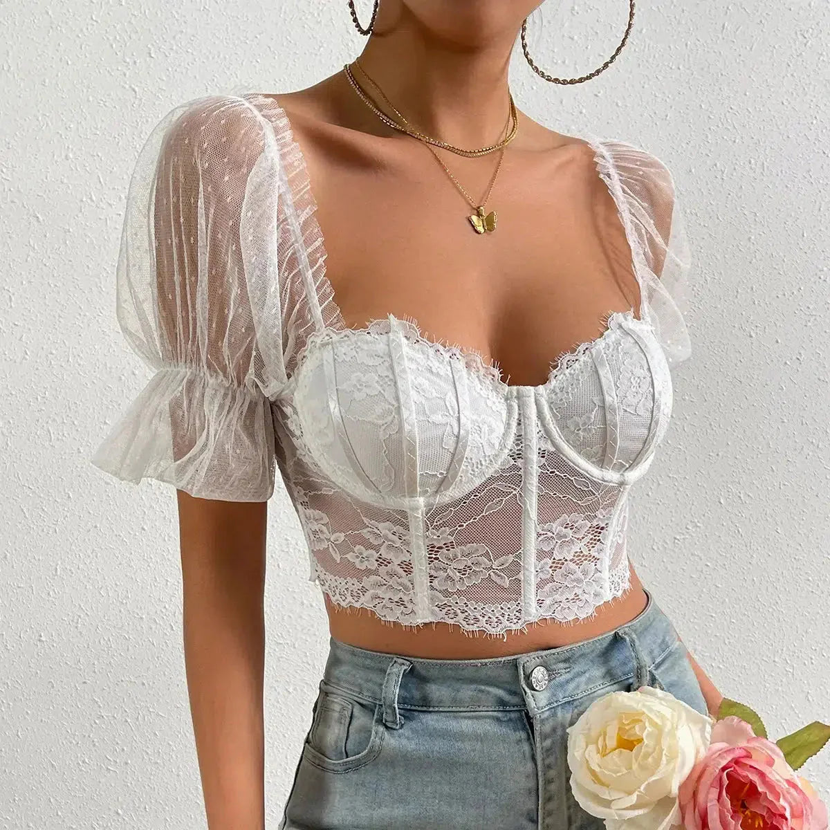 Baddie Lace Bustier Crop Top