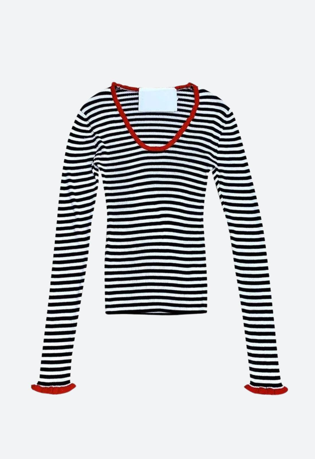 Basic Striped Scoop Neckline Top