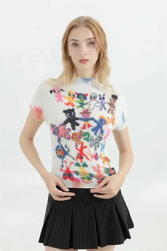 Cartoon Figures Printed Top