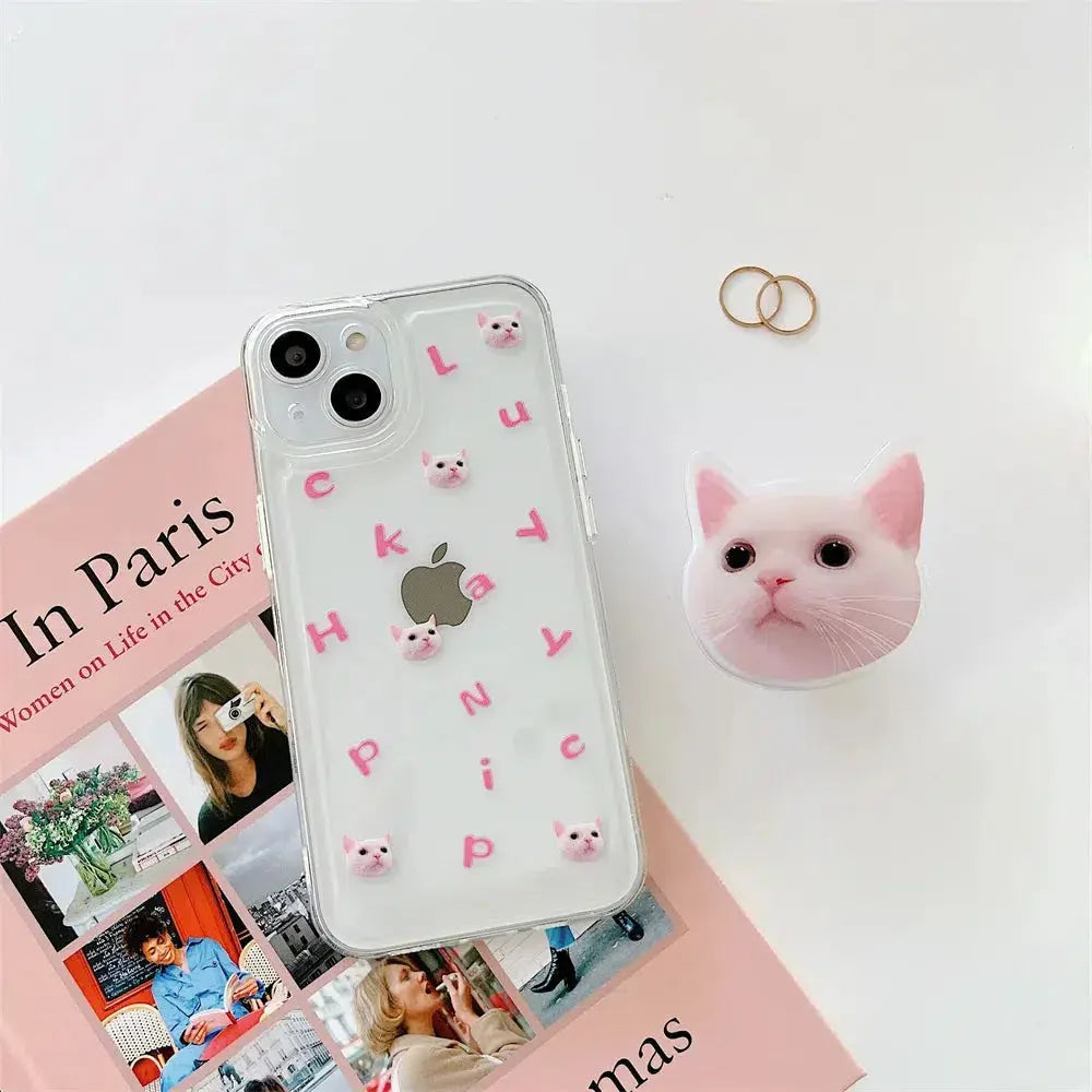 Cat Popsocket Clear Phone Case