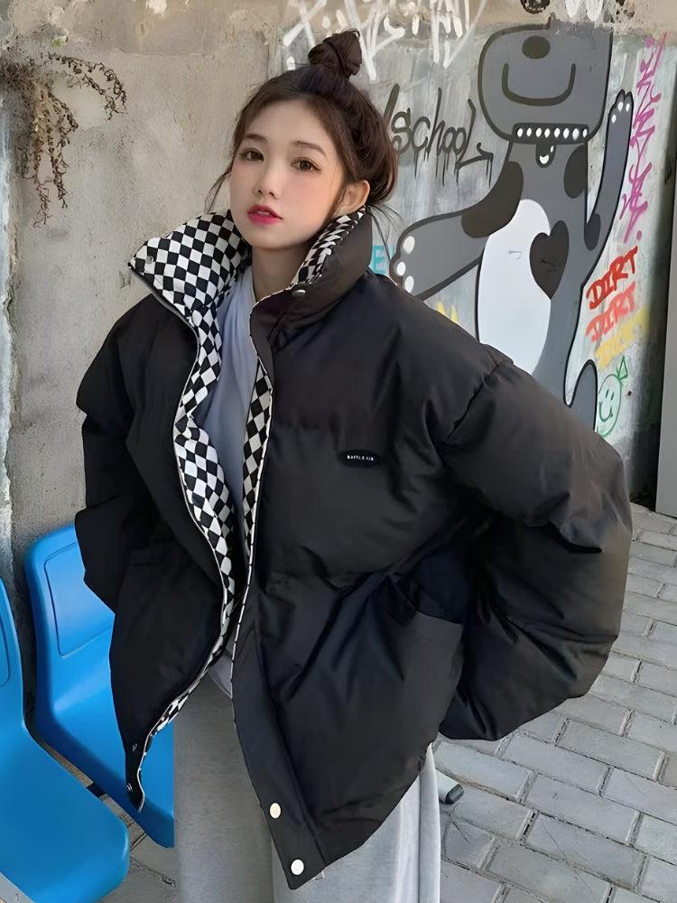 Checkered Lined Puffer Jacket