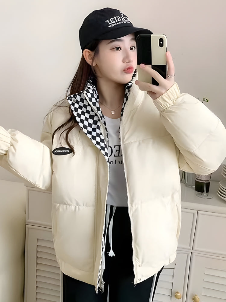 Checkered Lined Puffer Jacket