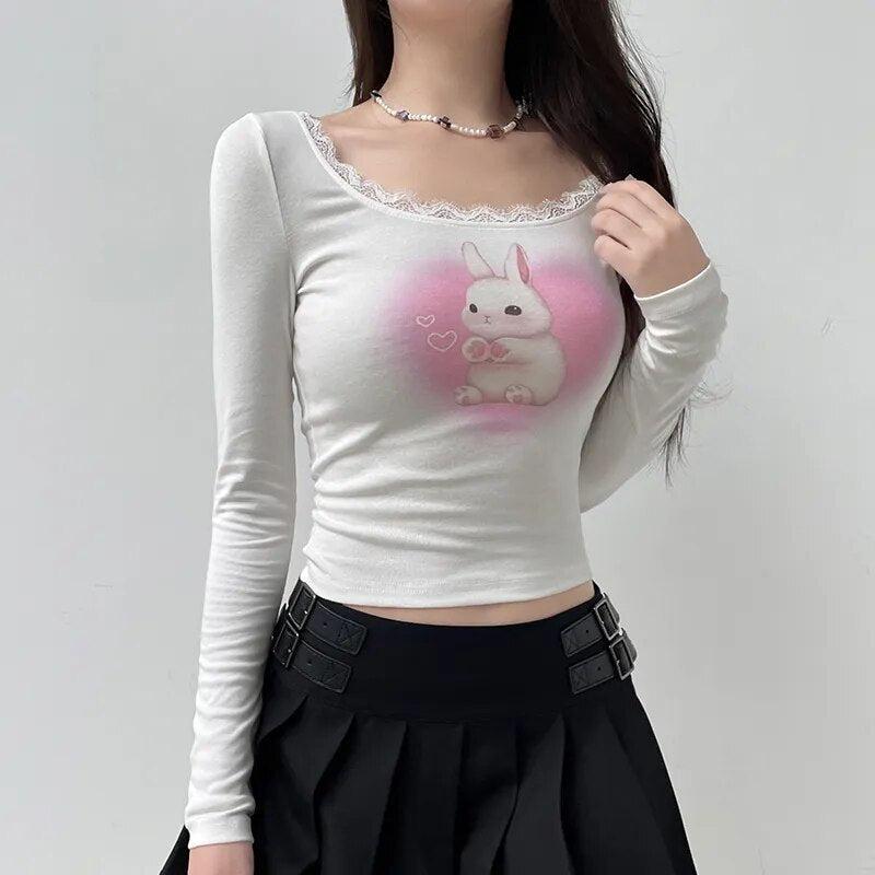 Coquette Cute Rabbit Crop Top