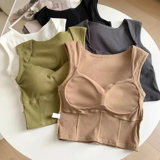 Corduroy Square Neck Crop Top