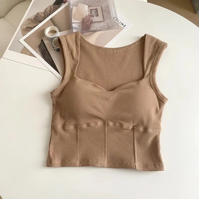 Corduroy Square Neck Crop Top