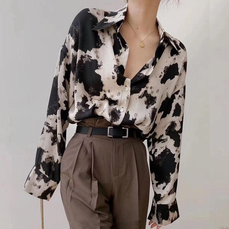 Cow Print Blouse