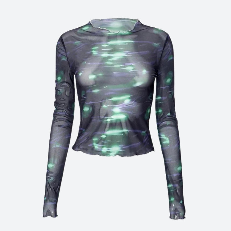 Cyberpunk Green Lights Mesh Top