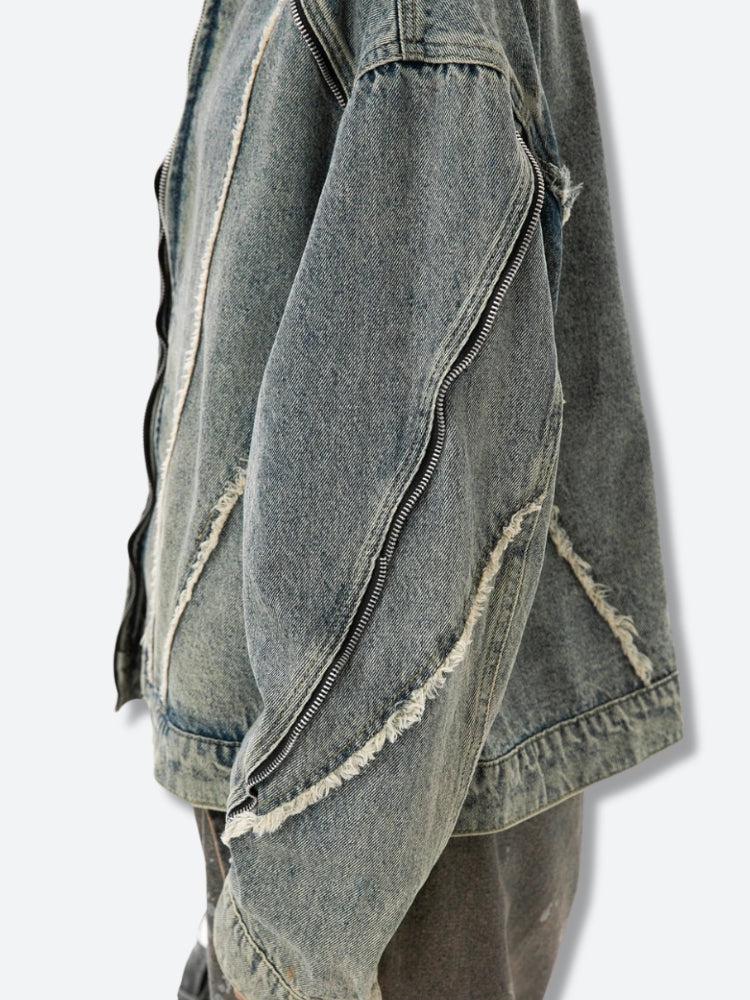 Cyberpunk Zip-Up Denim Jacket