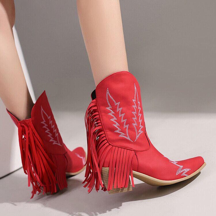 Disco Cowgirl Fringe Ankle Boots