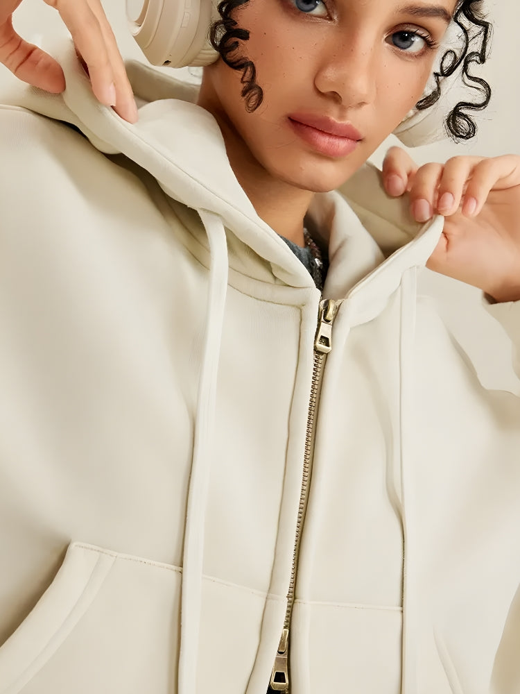 Double Zip-Up Cropped Hoodie