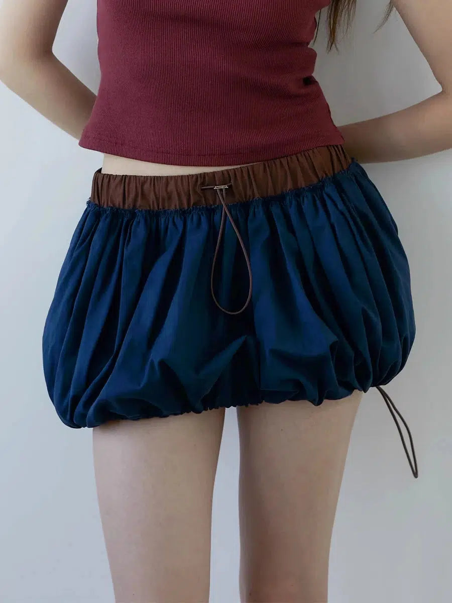 Drawstring Bubble Mini Skirt