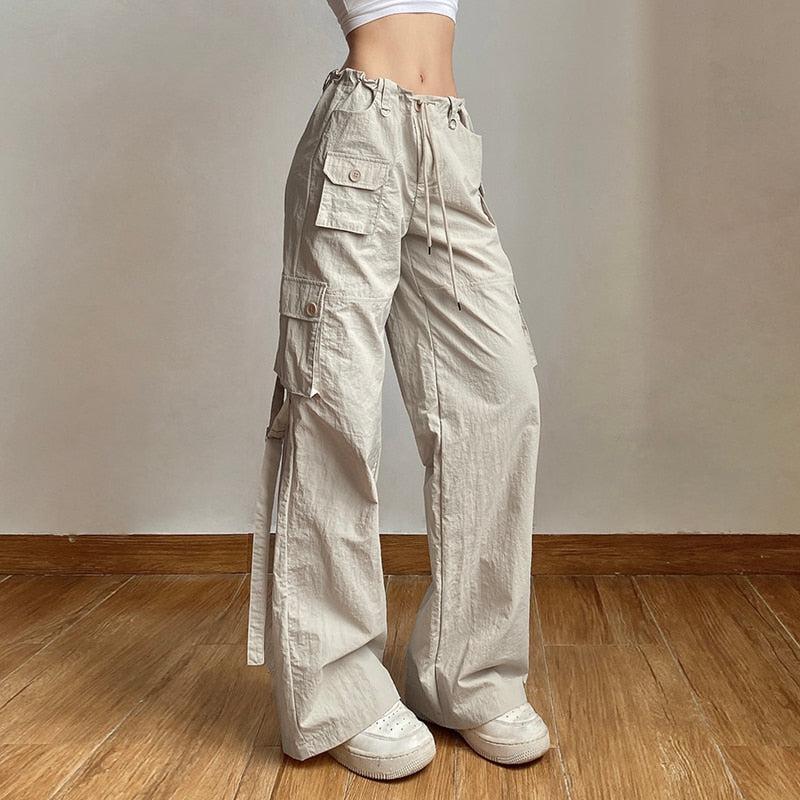 Drawstring Low Rise Cargo Pants