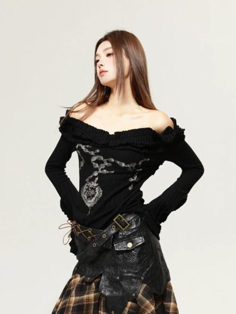 Fairy Grunge Cut Out Shoulder Top