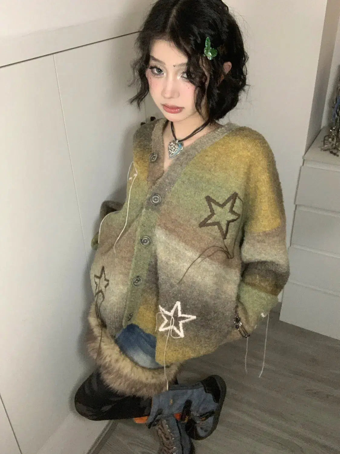 Fairycore Star Embroidered Cardigan