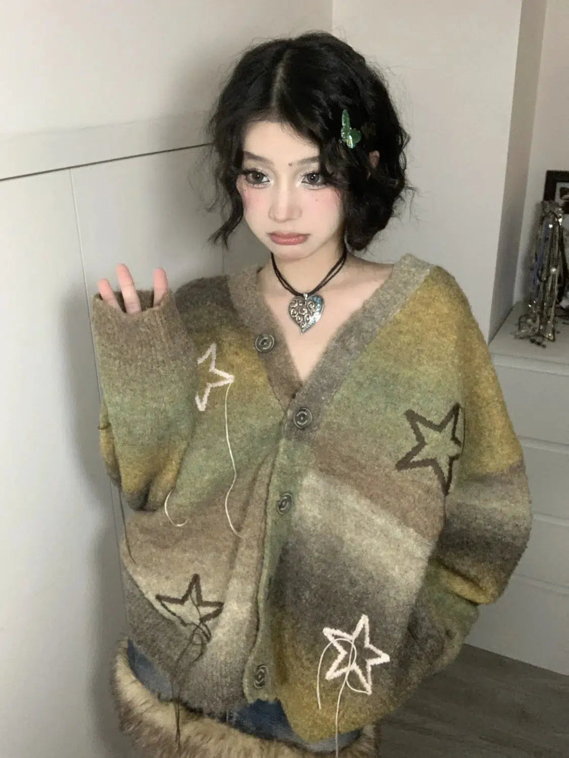 Fairycore Star Embroidered Cardigan