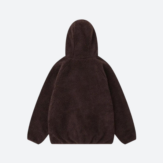 Funnel Neck Zip-Up Teddy Hoodie