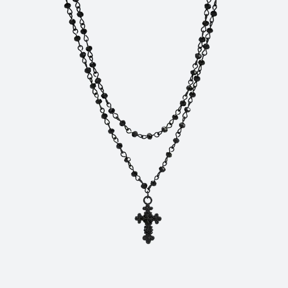 Goth Double Chain Cross Necklace