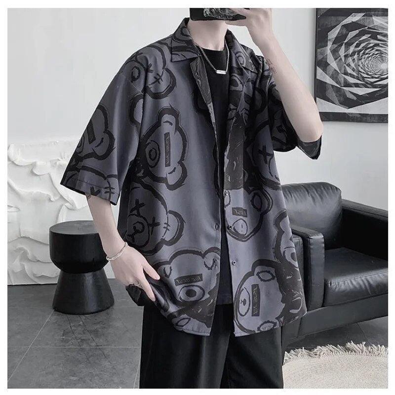 Graffiti Printed Short Sleeve Shirt