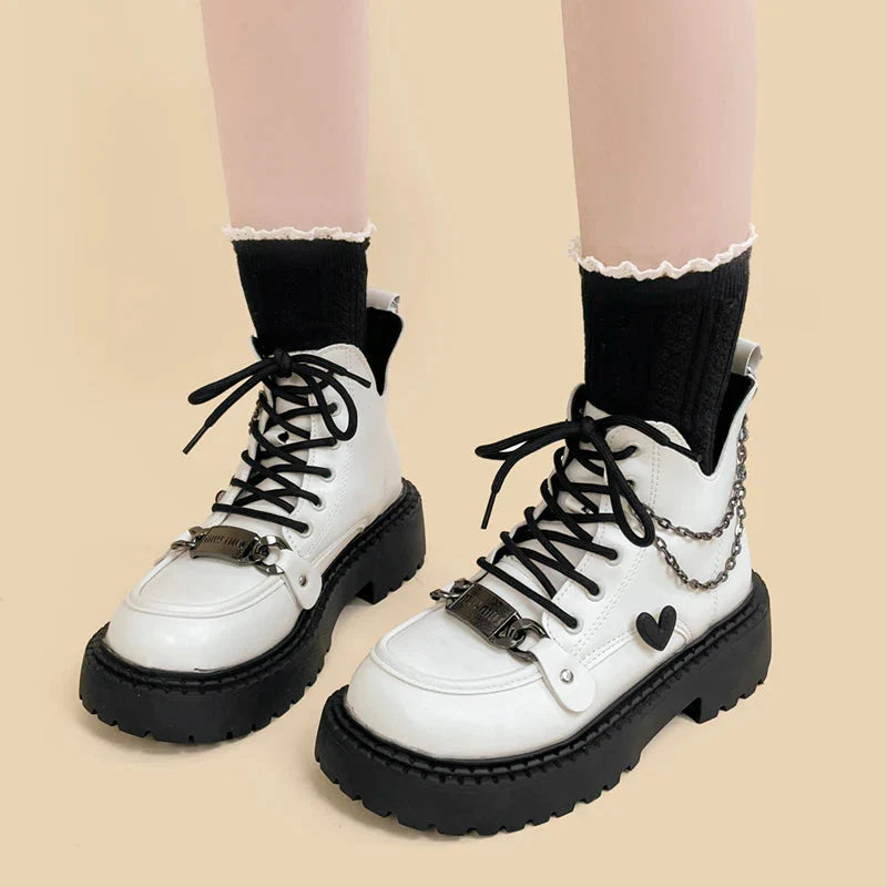 Grunge Chain Platform Combat Boots