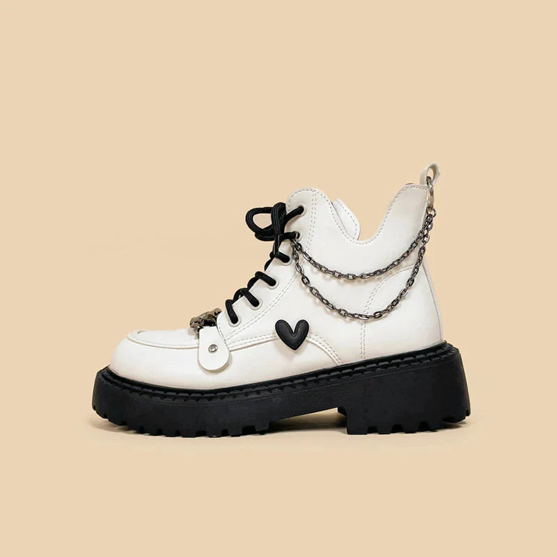 Grunge Chain Platform Combat Boots