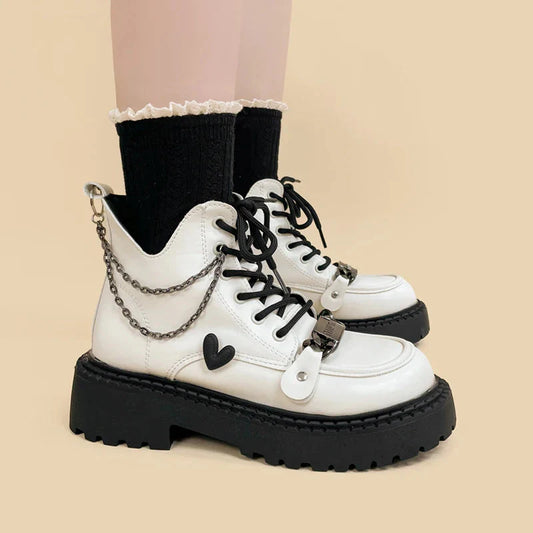 Grunge Chain Platform Combat Boots