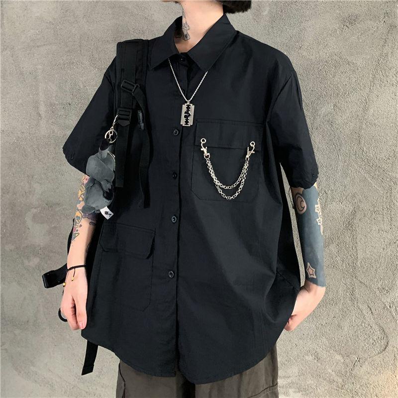 Grunge Detachable Sleeve Shirt