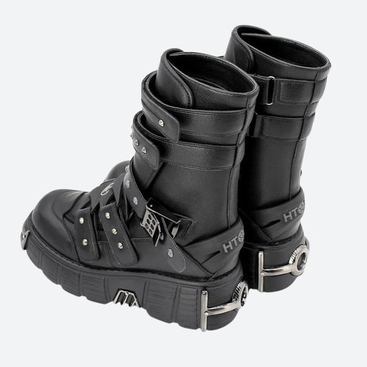 Grunge Velcro Straps Chunky Platform Boots