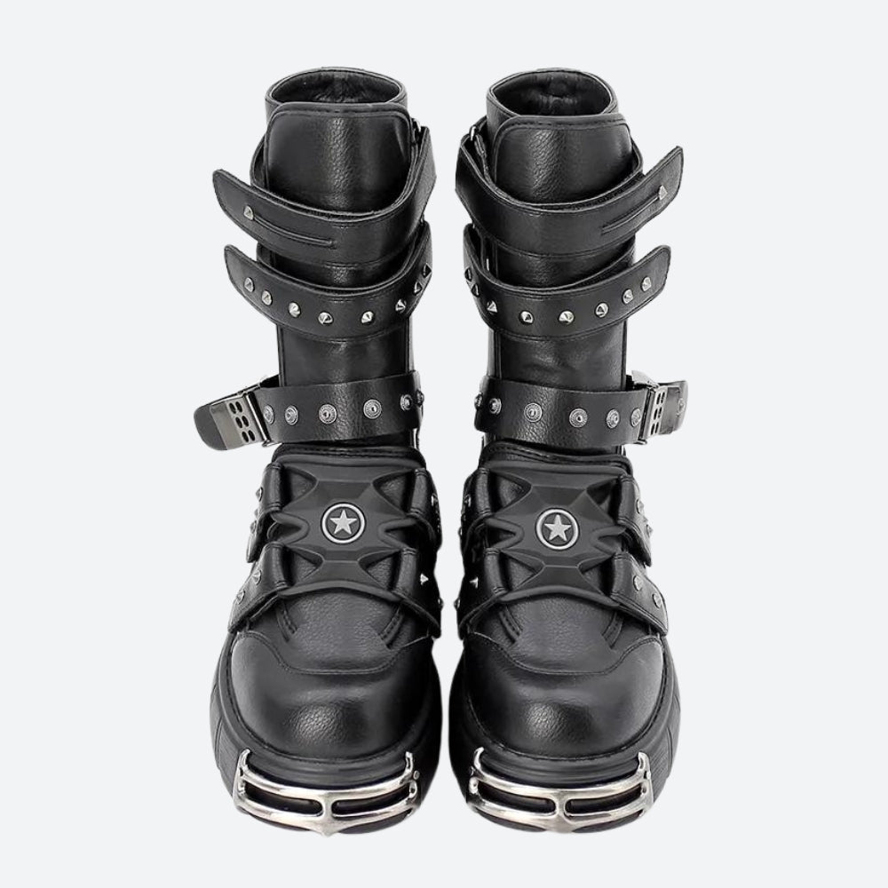 Grunge Velcro Straps Chunky Platform Boots