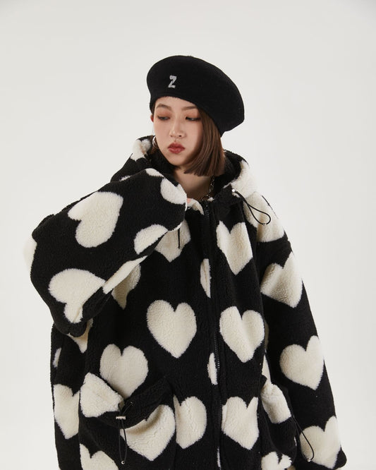 Heart Pattern Hooded Jacket