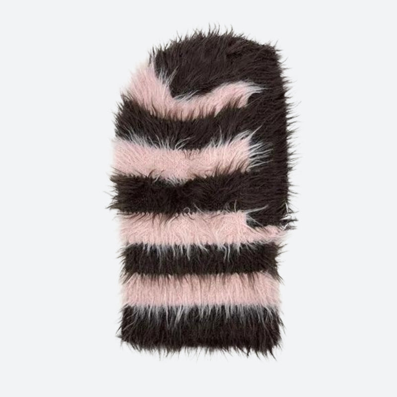 Indie Striped Fluffy Balaclava