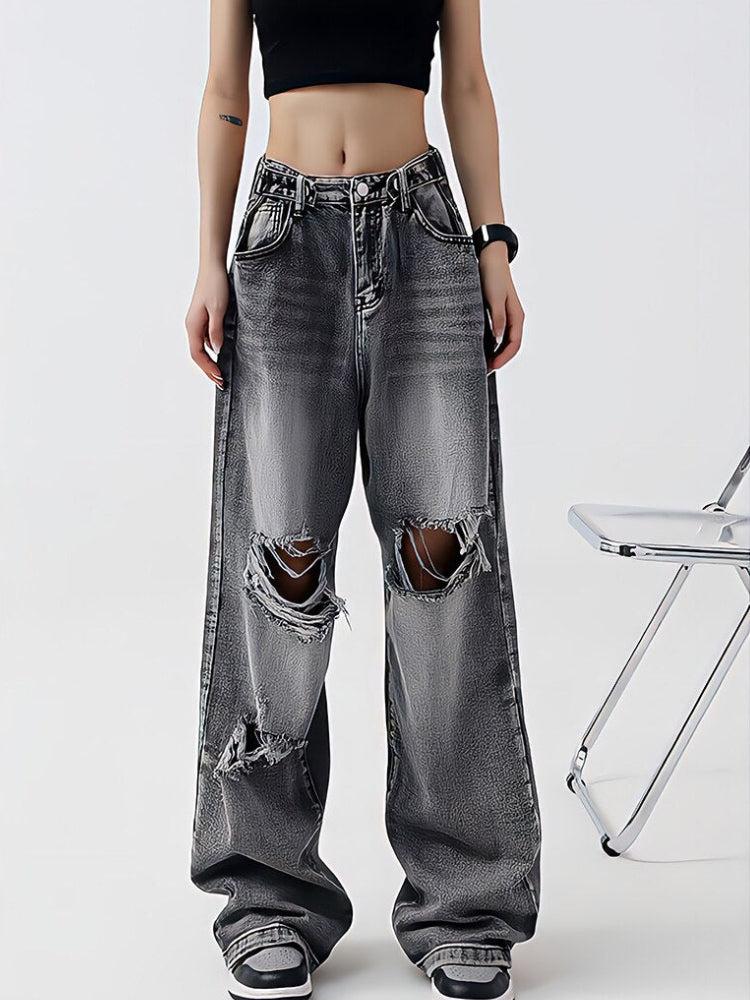 Light Wash Low Rise Ripped Jeans