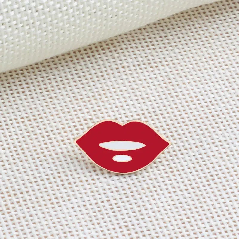 Lipstick Heart Cherry Lip Pins