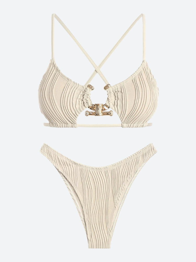 Metal Hardware Criss Cross Bikini Set