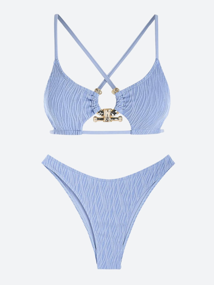 Metal Hardware Criss Cross Bikini Set