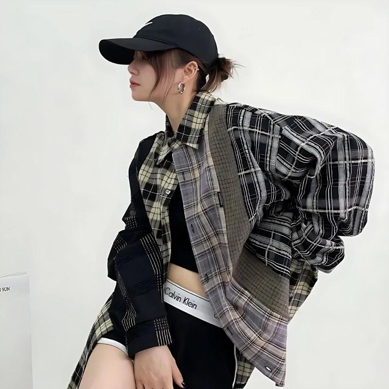 Multi Pattern Plaid Shirt