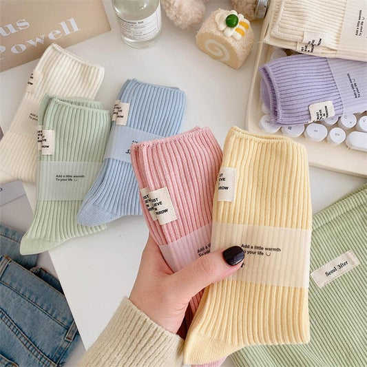 Pastel Colors Mid Cut Socks