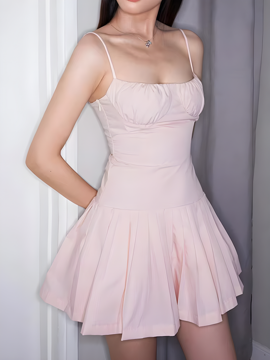 Pleated Pink Mini Dress