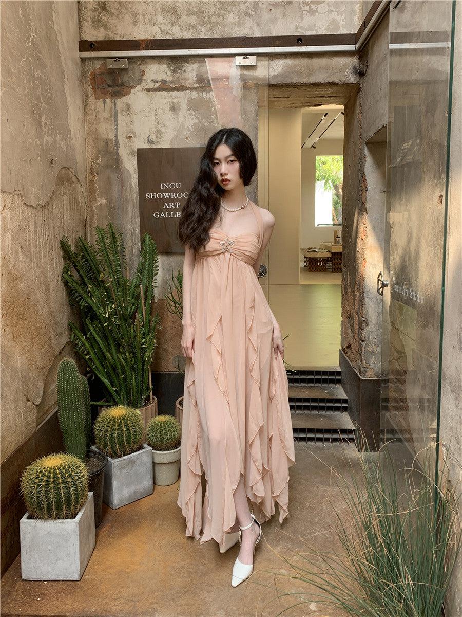 Pure Backless Chiffon Midi Dress