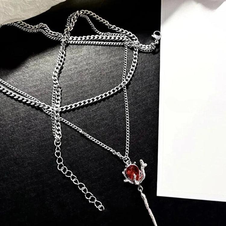 Rose Shaped Stoned Necklace