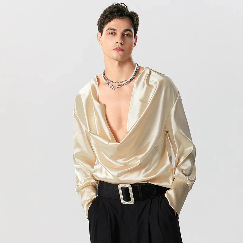 Satin Cowl Neck Shirt