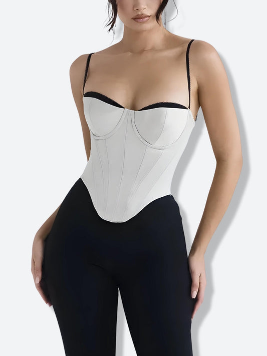 Satin Zip-Up Layered Corset Top