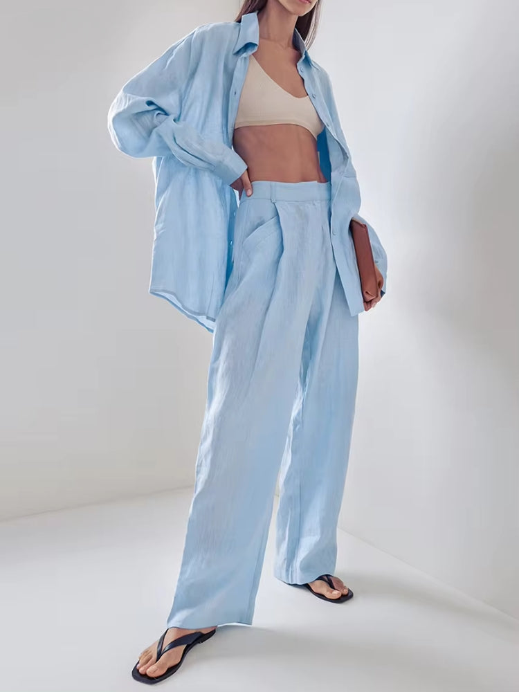 Shirt & Pants Blue Two Piece Set