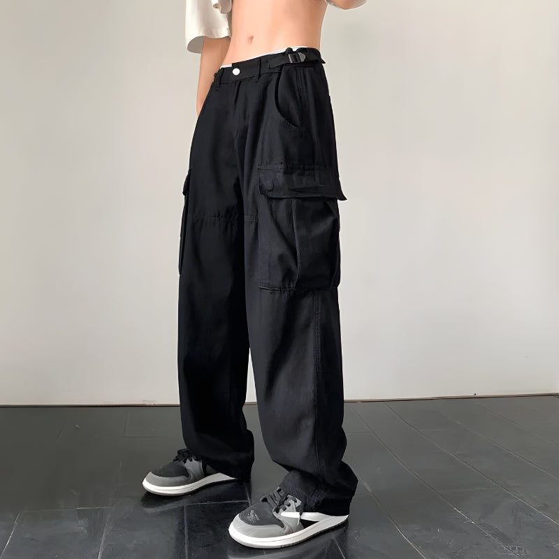 Side Belt Detailed Baggy Cargo Pants