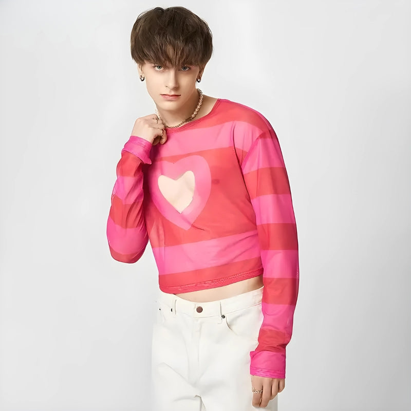 Soft Boy Heart Cut Out Crop Top