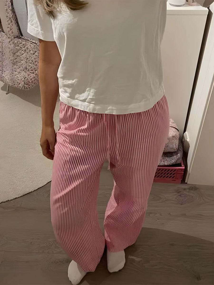 Soft Girl Drawstring Striped Pants