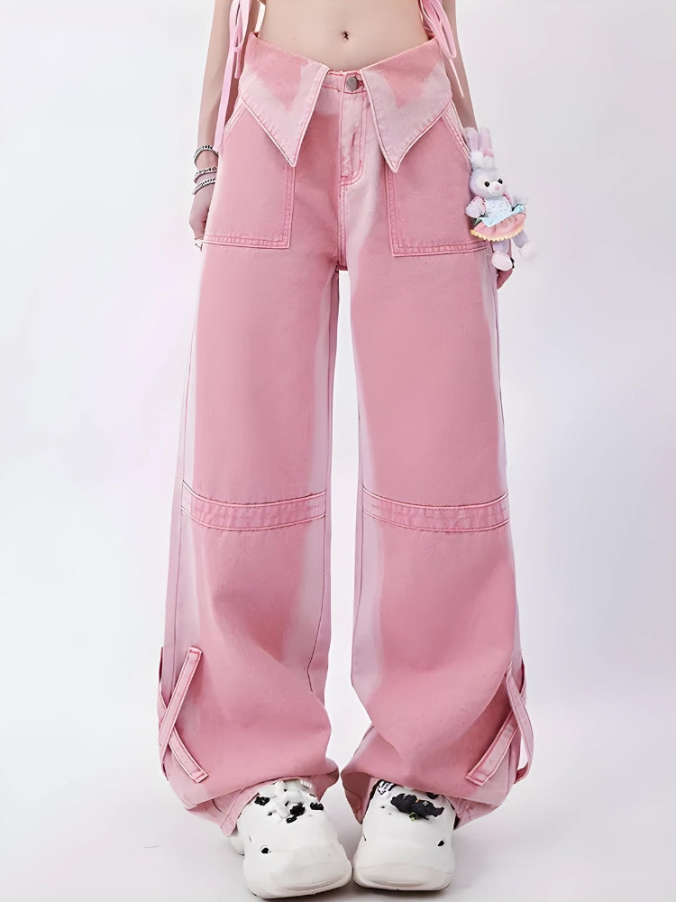 Soft Girl Folded Waist Jeans