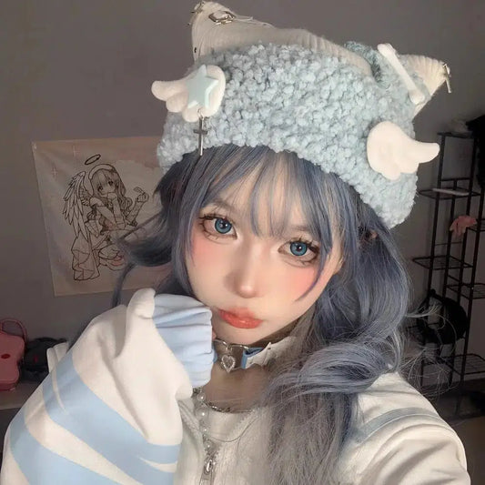 Soft Girl Kawaii Wings Knitted Beanie