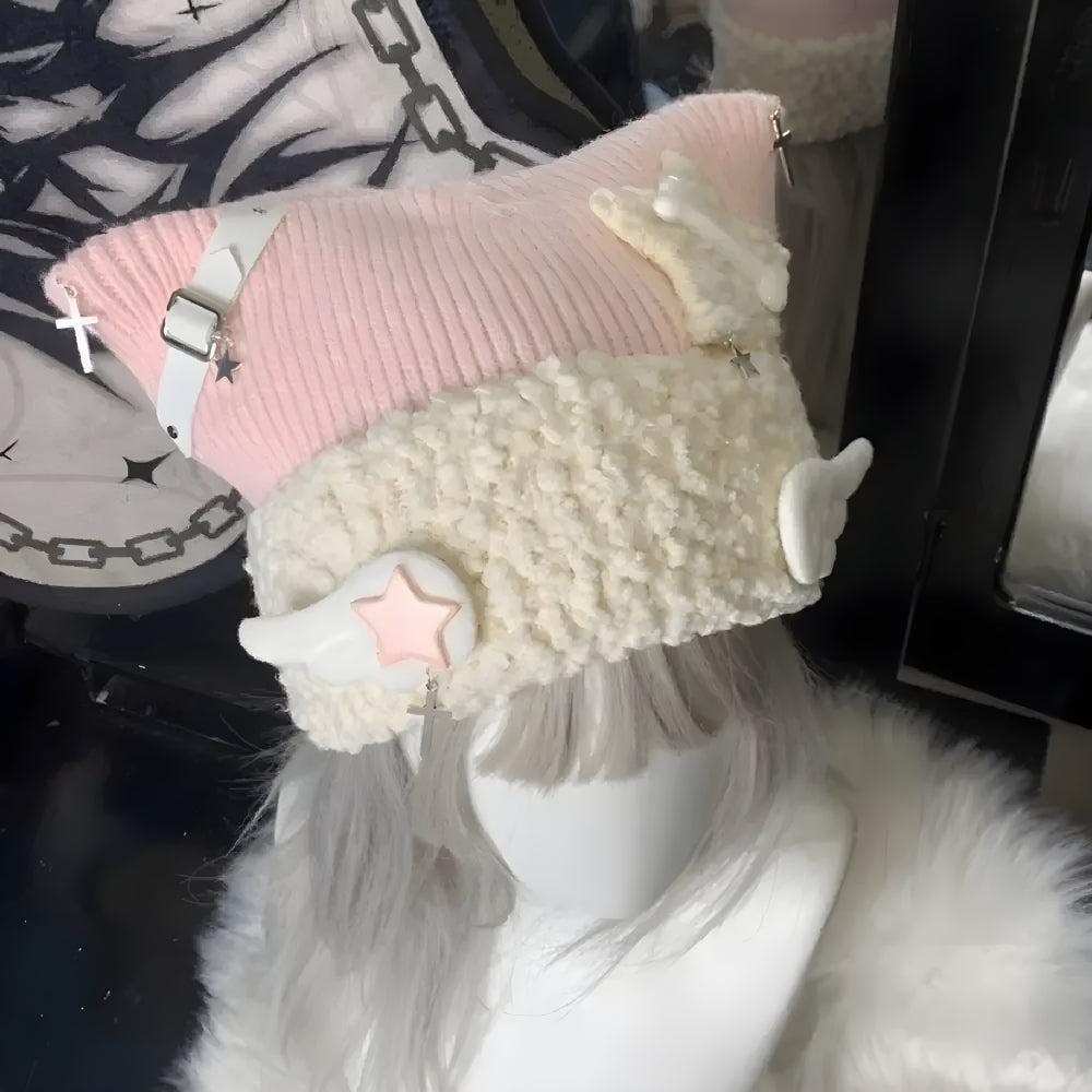 Soft Girl Kawaii Wings Knitted Beanie