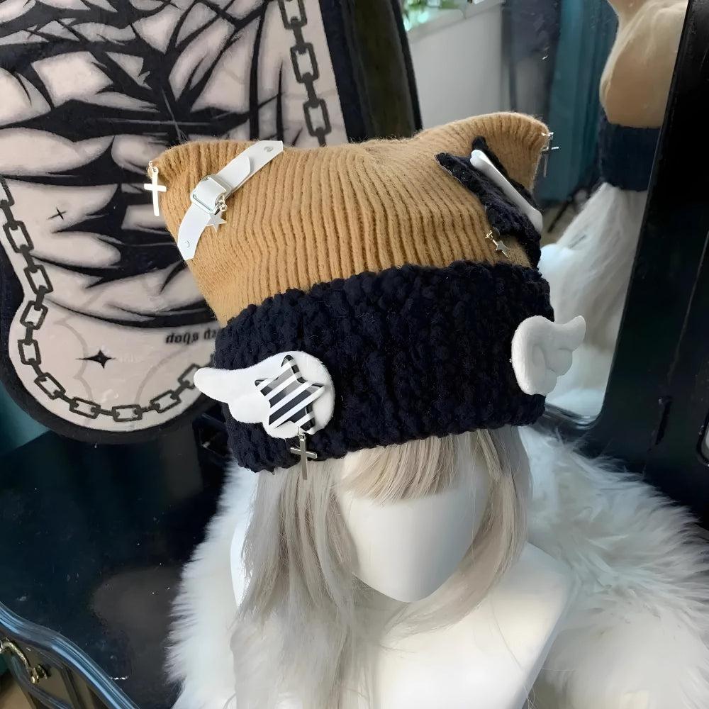 Soft Girl Kawaii Wings Knitted Beanie